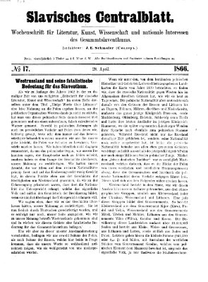 Slavisches Centralblatt (Centralblatt für slavische Literatur und Bibliographie) Samstag 28. April 1866