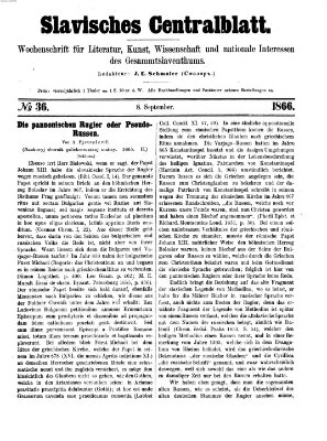 Slavisches Centralblatt (Centralblatt für slavische Literatur und Bibliographie) Samstag 8. September 1866