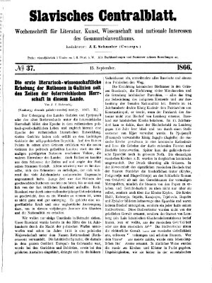 Slavisches Centralblatt (Centralblatt für slavische Literatur und Bibliographie) Samstag 15. September 1866