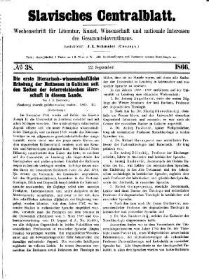 Slavisches Centralblatt (Centralblatt für slavische Literatur und Bibliographie) Samstag 22. September 1866