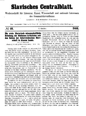 Slavisches Centralblatt (Centralblatt für slavische Literatur und Bibliographie) Samstag 6. Oktober 1866