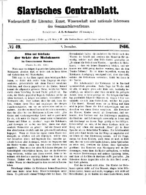 Slavisches Centralblatt (Centralblatt für slavische Literatur und Bibliographie) Samstag 8. Dezember 1866