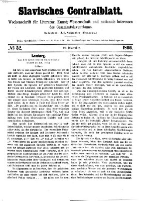 Slavisches Centralblatt (Centralblatt für slavische Literatur und Bibliographie) Samstag 29. Dezember 1866