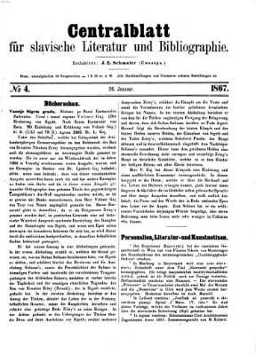 Centralblatt für slavische Literatur und Bibliographie Samstag 26. Januar 1867