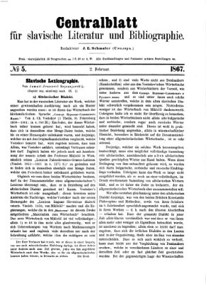 Centralblatt für slavische Literatur und Bibliographie Samstag 2. Februar 1867