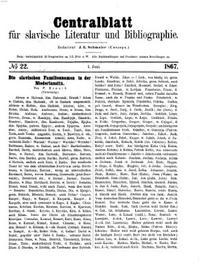 Centralblatt für slavische Literatur und Bibliographie Samstag 1. Juni 1867