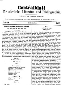 Centralblatt für slavische Literatur und Bibliographie Samstag 28. September 1867