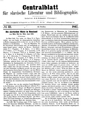 Centralblatt für slavische Literatur und Bibliographie Samstag 12. Oktober 1867