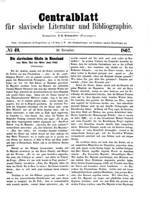 Centralblatt für slavische Literatur und Bibliographie Samstag 30. November 1867