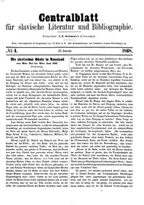 Centralblatt für slavische Literatur und Bibliographie Samstag 25. Januar 1868