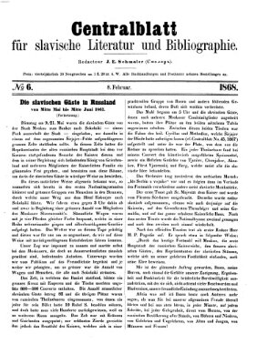 Centralblatt für slavische Literatur und Bibliographie Samstag 8. Februar 1868