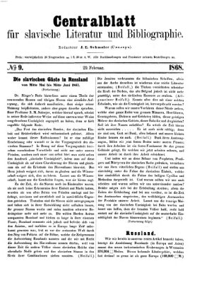 Centralblatt für slavische Literatur und Bibliographie Samstag 29. Februar 1868