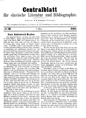 Centralblatt für slavische Literatur und Bibliographie Samstag 7. März 1868