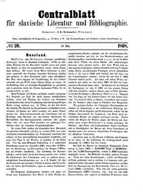 Centralblatt für slavische Literatur und Bibliographie Samstag 16. Mai 1868