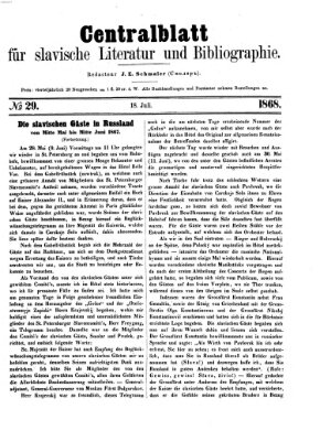 Centralblatt für slavische Literatur und Bibliographie Samstag 18. Juli 1868