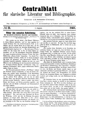 Centralblatt für slavische Literatur und Bibliographie Samstag 1. August 1868