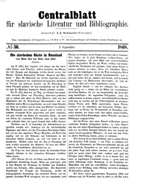 Centralblatt für slavische Literatur und Bibliographie Samstag 5. September 1868