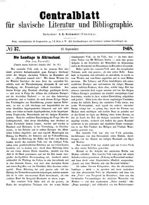 Centralblatt für slavische Literatur und Bibliographie Samstag 12. September 1868