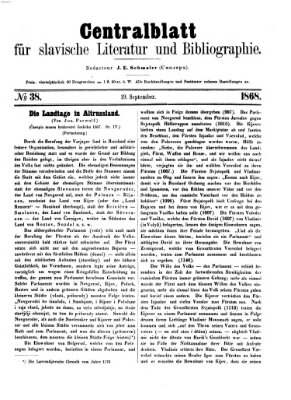 Centralblatt für slavische Literatur und Bibliographie Samstag 19. September 1868