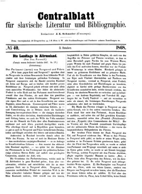 Centralblatt für slavische Literatur und Bibliographie Samstag 3. Oktober 1868