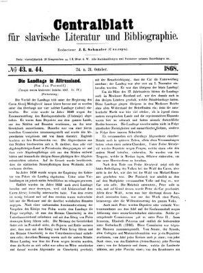 Centralblatt für slavische Literatur und Bibliographie Sonntag 25. Oktober 1868