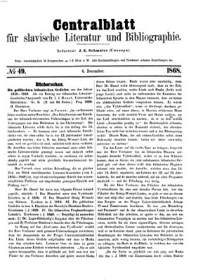 Centralblatt für slavische Literatur und Bibliographie Sonntag 6. Dezember 1868