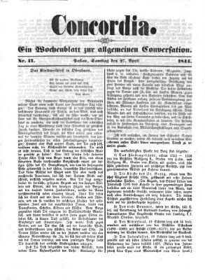 Concordia (Donau-Zeitung) Samstag 27. April 1844