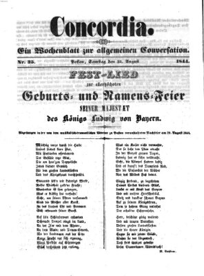 Concordia (Donau-Zeitung) Samstag 31. August 1844