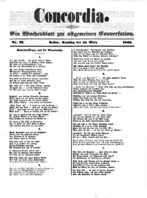 Concordia (Donau-Zeitung) Samstag 22. März 1845