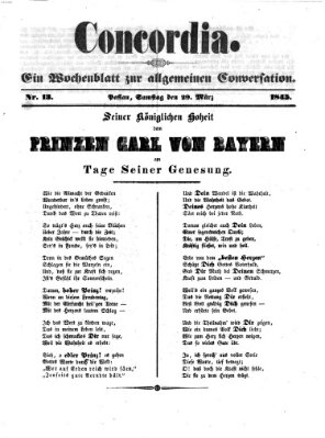 Concordia (Donau-Zeitung) Samstag 29. März 1845