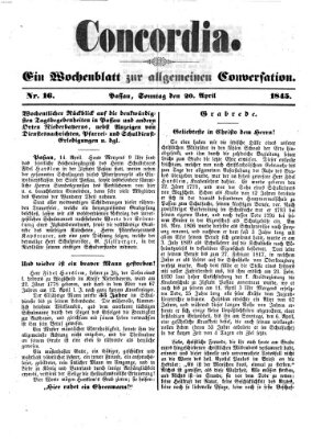 Concordia (Donau-Zeitung) Sonntag 20. April 1845