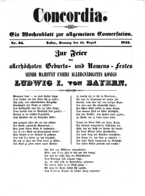 Concordia (Donau-Zeitung) Sonntag 24. August 1845