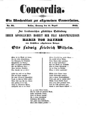 Concordia (Donau-Zeitung) Sonntag 31. August 1845