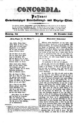 Concordia (Donau-Zeitung) Sonntag 19. Dezember 1847