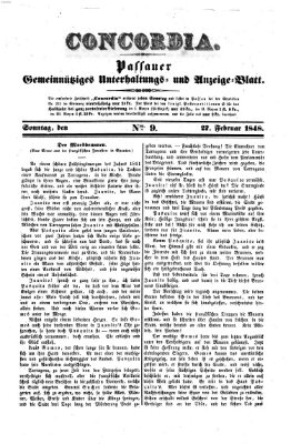 Concordia (Donau-Zeitung) Sonntag 27. Februar 1848