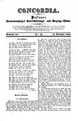 Concordia (Donau-Zeitung) Sonntag 12. November 1848