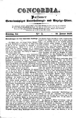 Concordia (Donau-Zeitung) Sonntag 21. Januar 1849