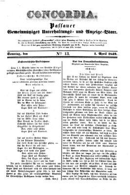 Concordia (Donau-Zeitung) Sonntag 1. April 1849