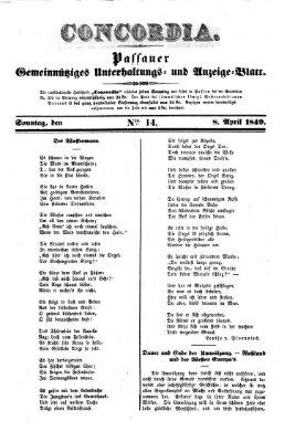 Concordia (Donau-Zeitung) Sonntag 8. April 1849