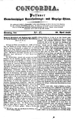 Concordia (Donau-Zeitung) Sonntag 29. April 1849