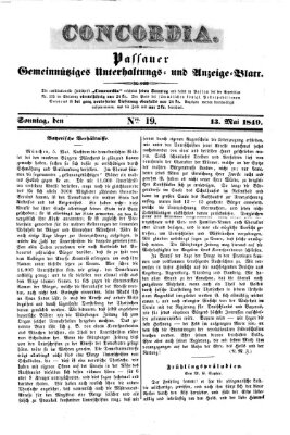 Concordia (Donau-Zeitung) Sonntag 13. Mai 1849