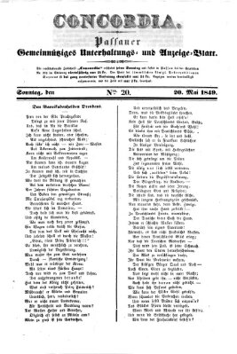 Concordia (Donau-Zeitung) Sonntag 20. Mai 1849