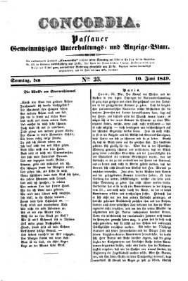 Concordia (Donau-Zeitung) Sonntag 10. Juni 1849