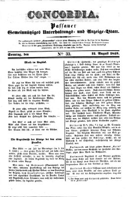 Concordia (Donau-Zeitung) Sonntag 12. August 1849