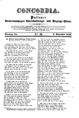 Concordia (Donau-Zeitung) Sonntag 9. September 1849