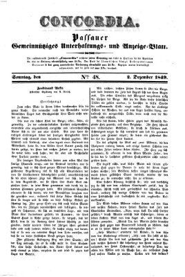 Concordia (Donau-Zeitung) Sonntag 2. Dezember 1849