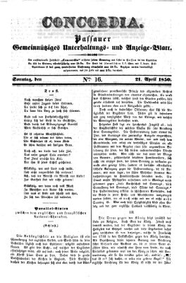 Concordia (Donau-Zeitung) Sonntag 21. April 1850