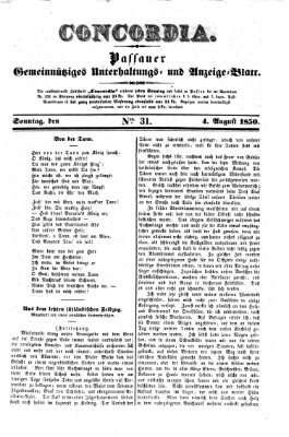 Concordia (Donau-Zeitung) Sonntag 4. August 1850