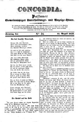 Concordia (Donau-Zeitung) Sonntag 25. August 1850