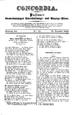 Concordia (Donau-Zeitung) Sonntag 22. Dezember 1850